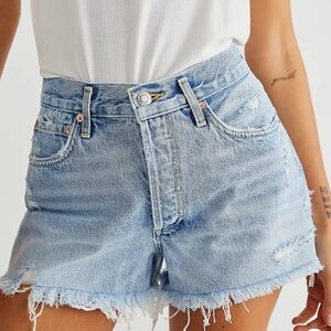 agolde parker distressed denim cutoff shorts size 28